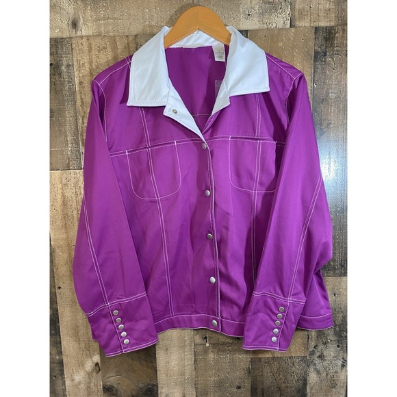 Draper'S & Damon'S Jackets & Blazers - Drapers & Damons Jacket Women's XL Purple W/ White Collar Snap Closure